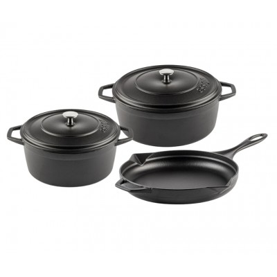 Zestaw żeliwny z 3 części Hosse, Black Onyx - Zestaw żeliwny