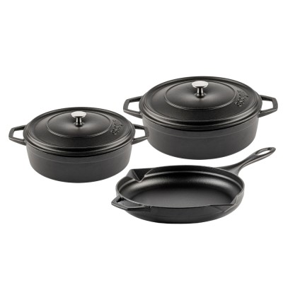Zestaw żeliwny z 3 części Hosse, Black Onyx - Zestaw żeliwny