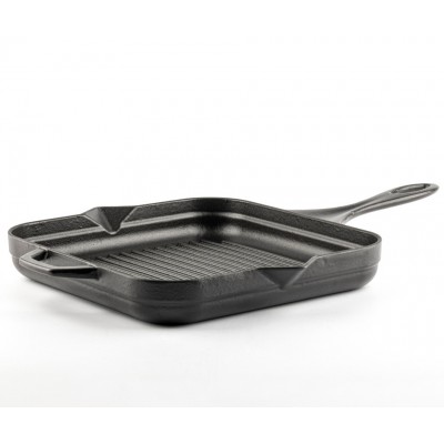 Patelnia grillowa żeliwna emaliowana Hosse, Black Onyx, 28x28cm - Patelnia żeliwna