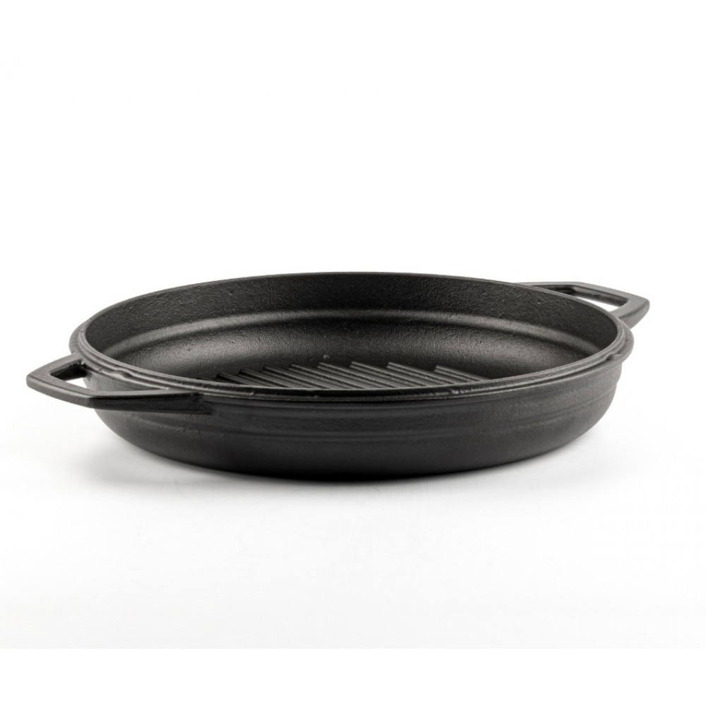 Patelnia grillowa żeliwna emaliowana Hosse, Black Onyx, Ф22cm | Płaska patelnia żeliwna | Patelnia żeliwna |