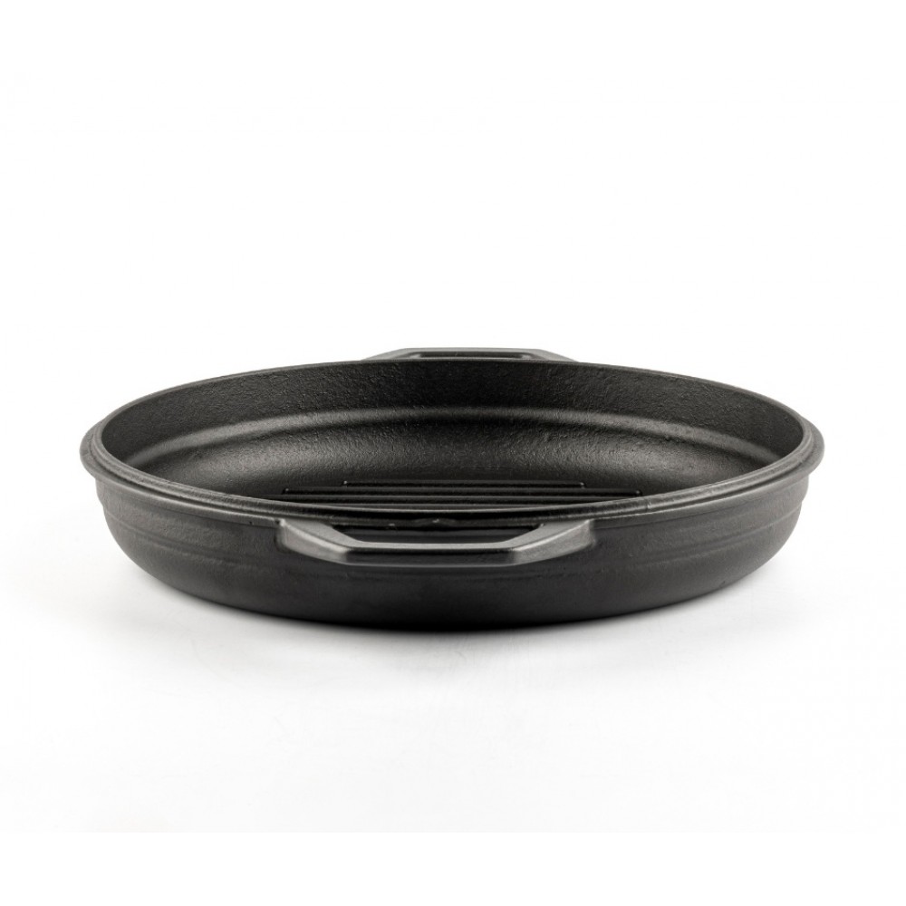 Patelnia grillowa żeliwna emaliowana Hosse, Black Onyx, Ф22cm | Płaska patelnia żeliwna | Patelnia żeliwna |