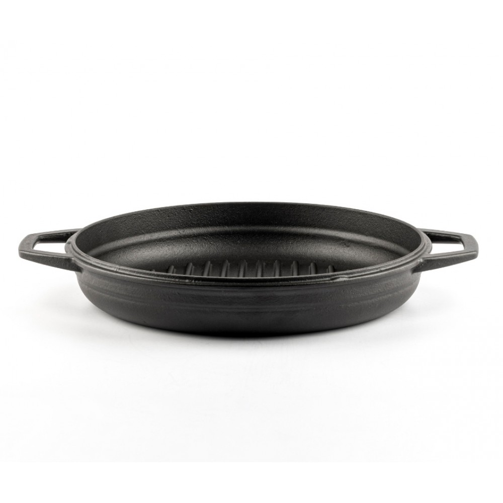 Patelnia grillowa żeliwna emaliowana Hosse, Black Onyx, Ф22cm | Płaska patelnia żeliwna | Patelnia żeliwna |