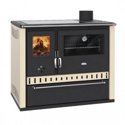 Kuchenka na drewno Prity GT, z płytą ceramiczną i szufladą, 15 kW - Piece na drewno z piekarnikiem