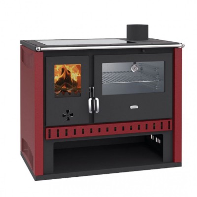 Kuchenka na drewno Prity GT Czerwony, ze stalowym piekarnikiem i szklano-ceramiczną płytą grzewczą, 15 kW - Porównanie produktów