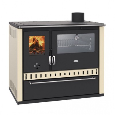 Kuchnia z płaszczem wodnym na drewno Prity GT W10 Kość słoniowa, z piekarnikiem ze stali nierdzewnej, stalowym pojemnikiem i szufladą, 9.6kW - Porównanie produktów