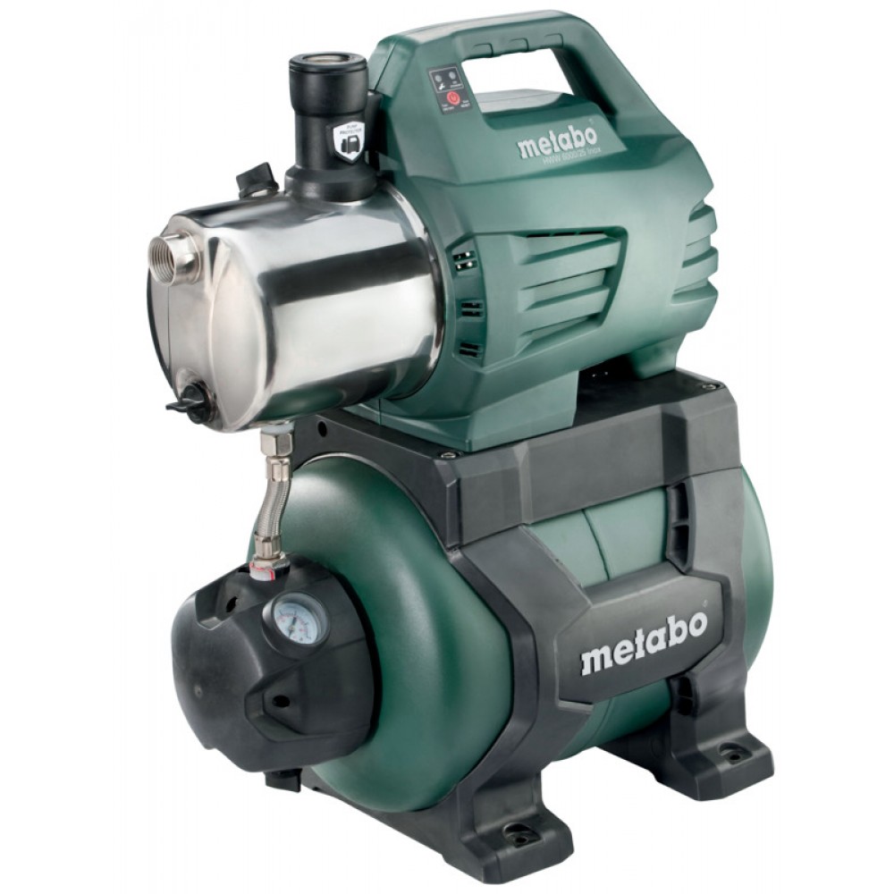 Pompa hydroforowa jednofazowa METABO HWW 6000/25 INOX, moc 1300 W, przepływ 6000 l/h, wysokość podnoszenia 55 m, pojemność zbiornika 24 l | Pompa wodna | Ogrzewanie Centralne |