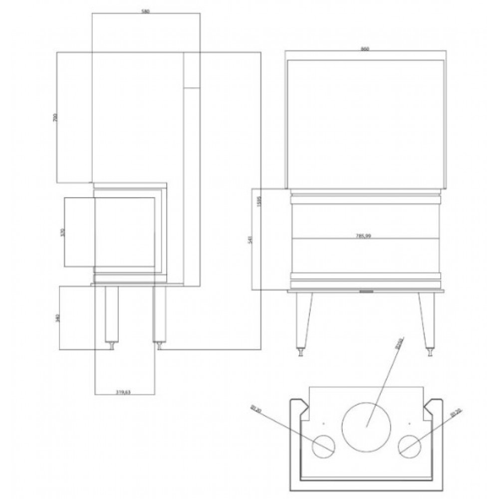 Kominek na drewno Balkan Energy ATS AIR PANORAMA 800, 16.04kW | Wkłady Kominkowe | Kominki |