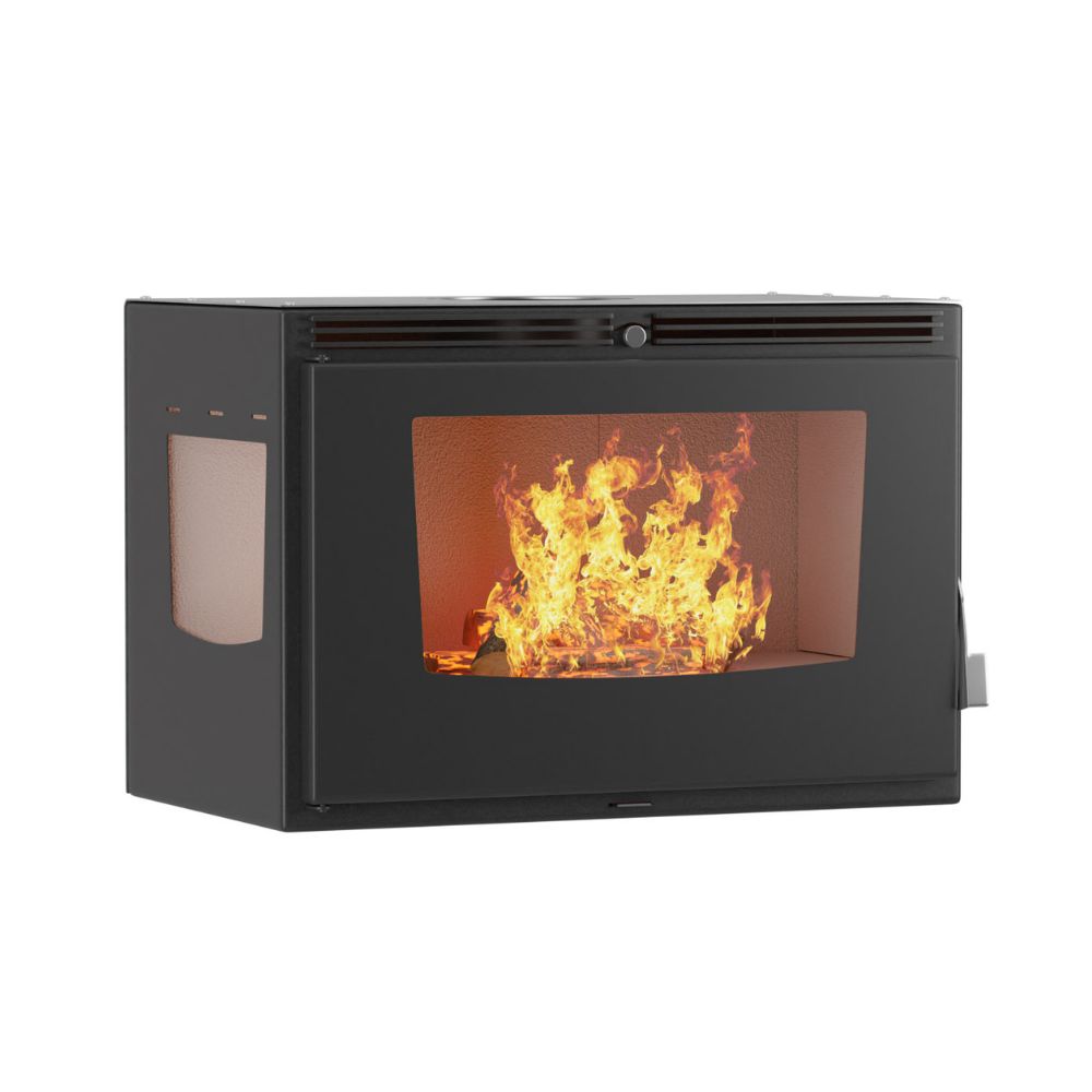 Wood Burning Fireplace Balkan Energy ATS INSERT CORNER AIR 800with fan and air ducts, right, 13.73kW |  |  |