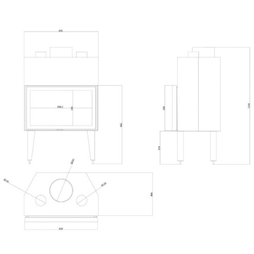 Wkład kominkowy na drewno Balkan Energy ATS STABLE AIR 800, z kanałami powietrznymi, 15.95kW | Nowoczesne kominki | Kominki |