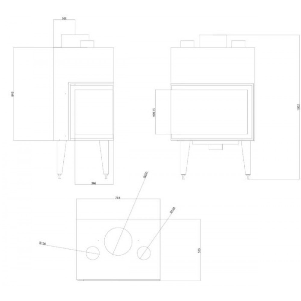 Kominek na drewno Balkan Energy ATS STABLE AIR CORNER 700, z kanałami powietrznymi, prawy, 14.01kW | Wkłady Kominkowe | Kominki |