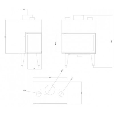 Kominek na drewno Velmora Fire ATS STABLE AIR CORNER 800, z kanałami powietrznymi, lewy, 15.15kW - Velmora Fire