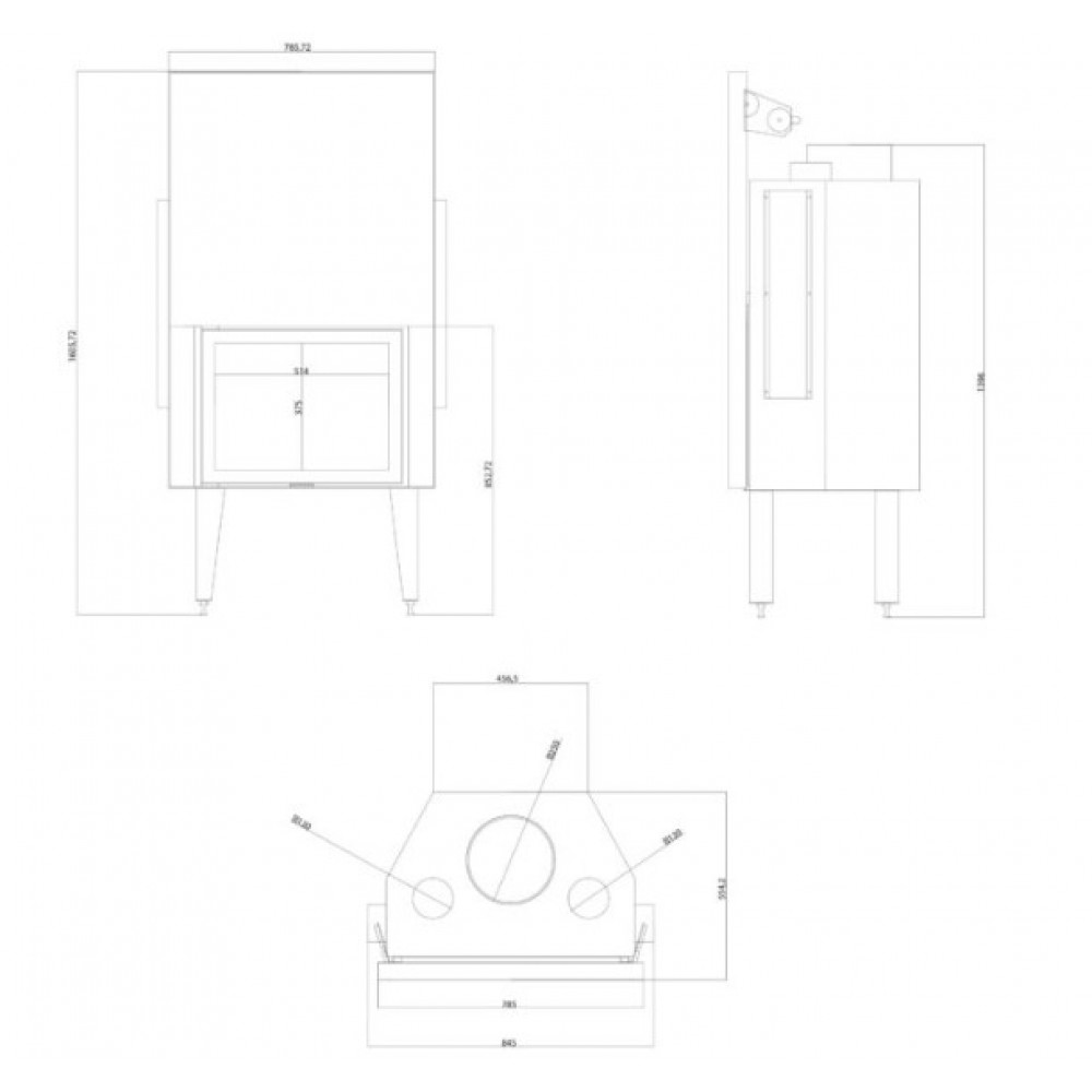 Wkład kominkowy na drewno Balkan Energy ATS STRAIGHT AIR 700, z kanałami powietrznymi, 14.89kW | Nowoczesne kominki | Kominki |