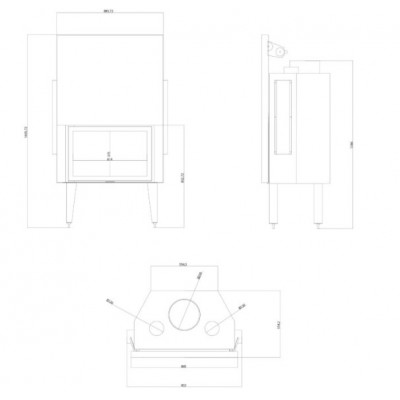 Wkład kominkowy na drewno Velmora Fire ATS STRAIGHT AIR 800, z kanałami powietrznymi, 15.95kW - Porównanie produktów