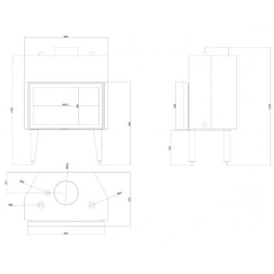 Kominek na drewno z płaszczem wodnym Velmora Fire ATS STABLE HYDRO 800, 30.79kW - Velmora Fire