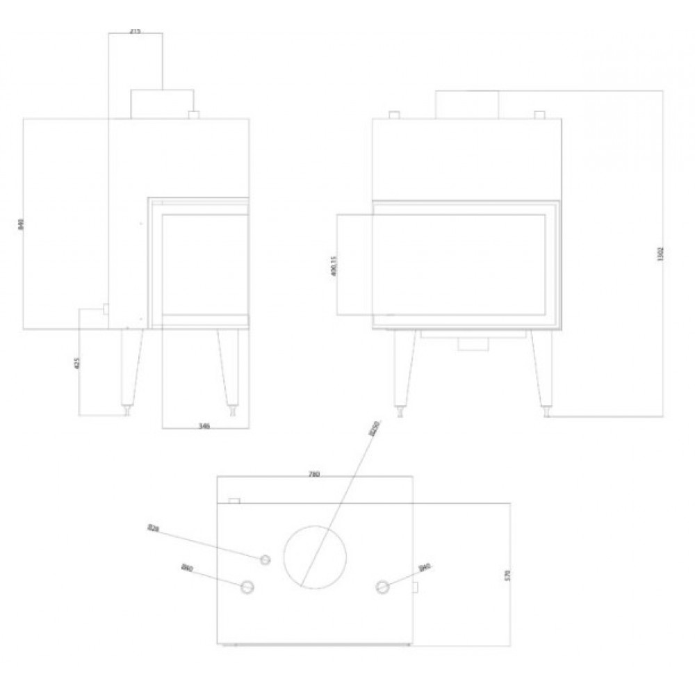 Kominek na drewno z płaszczem wodnym Balkan Energy ATS STABLE HYDRO CORNER 700, right, 19.56kW | Wkłady Kominkowe | Kominki |