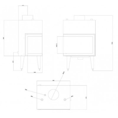 Kominek na drewno z płaszczem wodnym Velmora Fire ATS STABLE HYDRO CORNER 700, left, 19.56kW - Velmora Fire