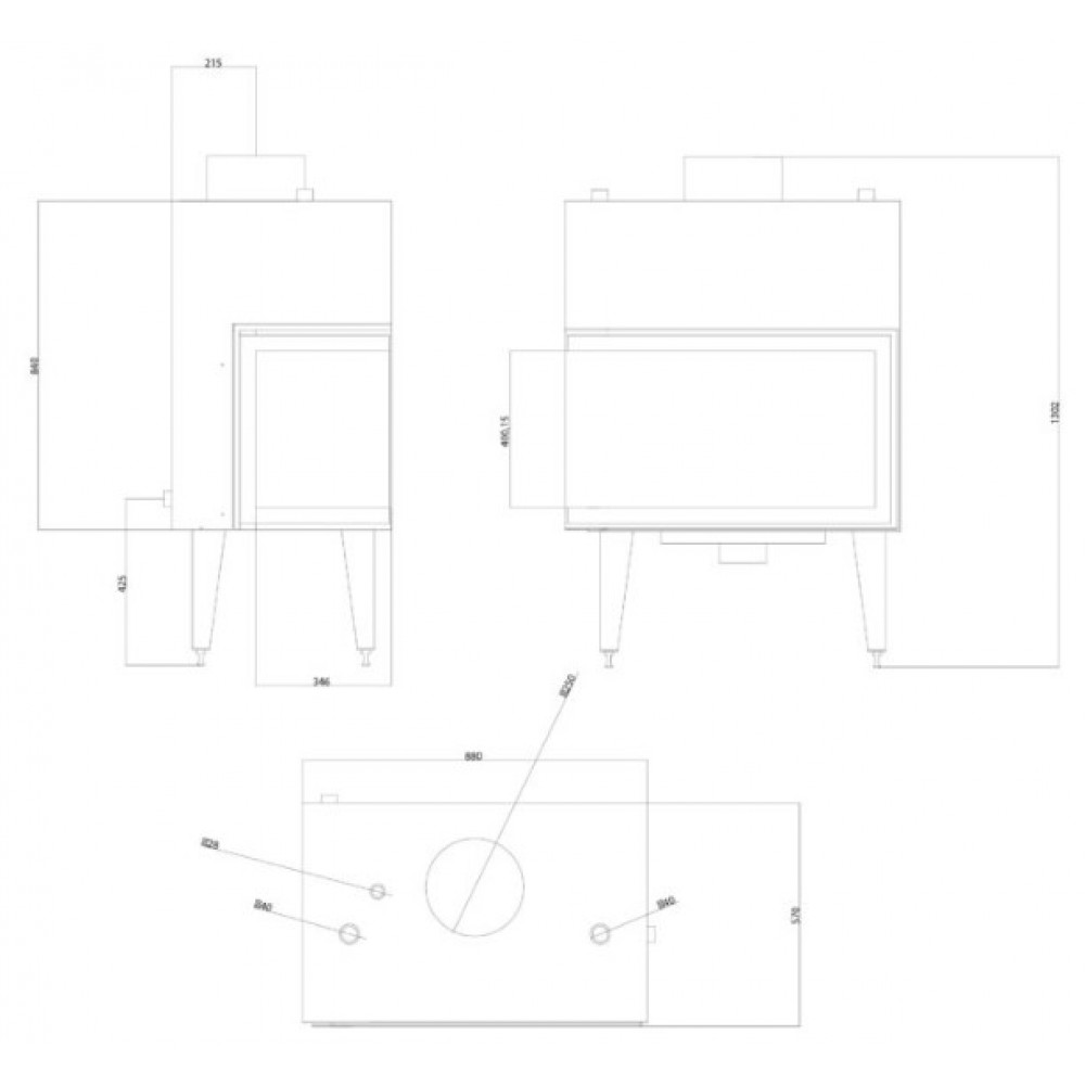 Kominek na drewno z płaszczem wodnym Balkan Energy ATS STABLE HYDRO CORNER 800, right, 24.58kW | Wkłady Kominkowe | Kominki |