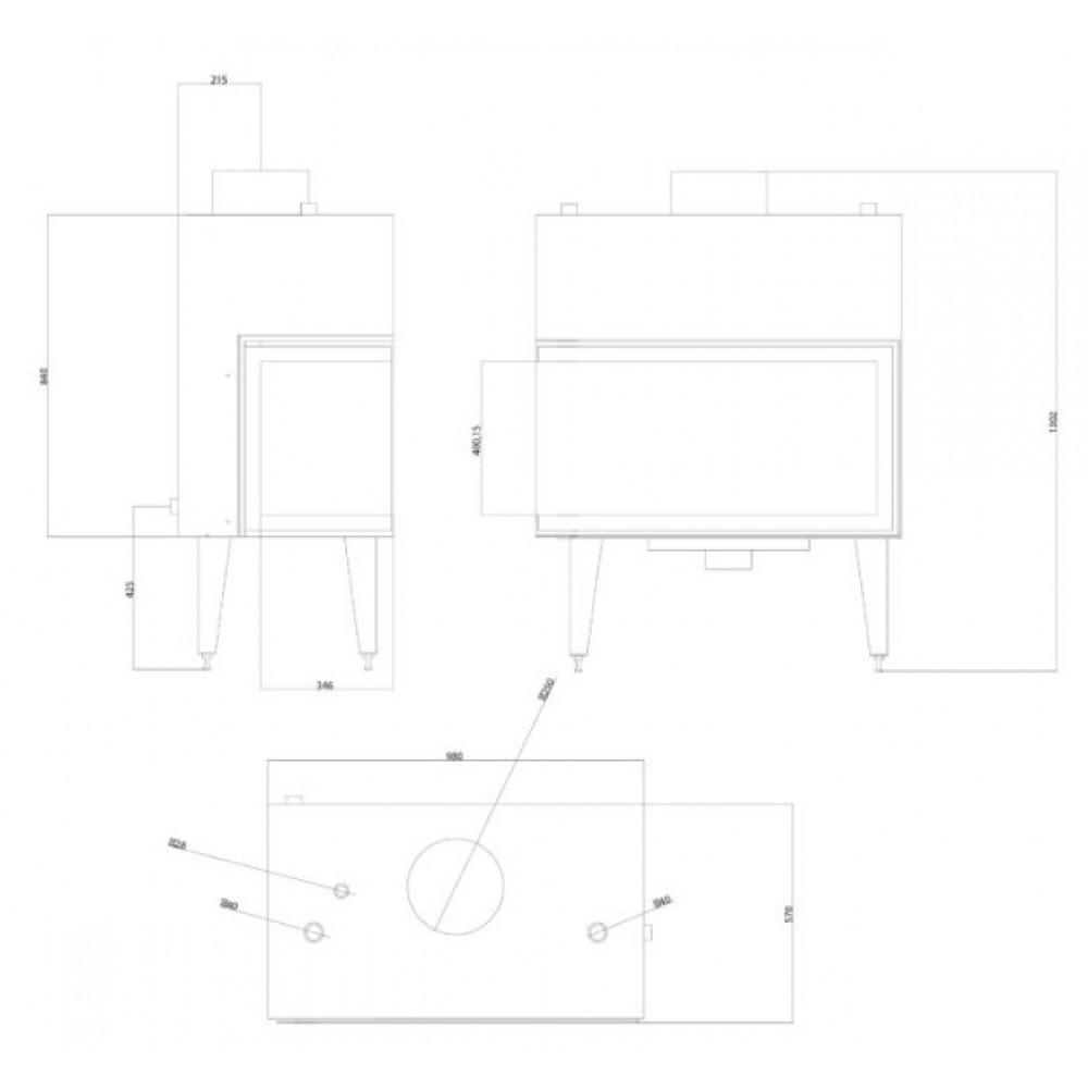 Kominek na drewno z płaszczem wodnym Balkan Energy ATS STABLE HYDRO CORNER 900, left, 27.23kW | Wkłady Kominkowe | Kominki |