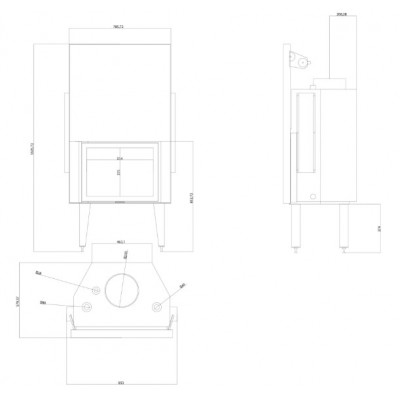 Kominek na drewno z płaszczem wodnym Velmora Fire ATS STRAIGHT HYDRO 700, 24.56kW - Velmora Fire