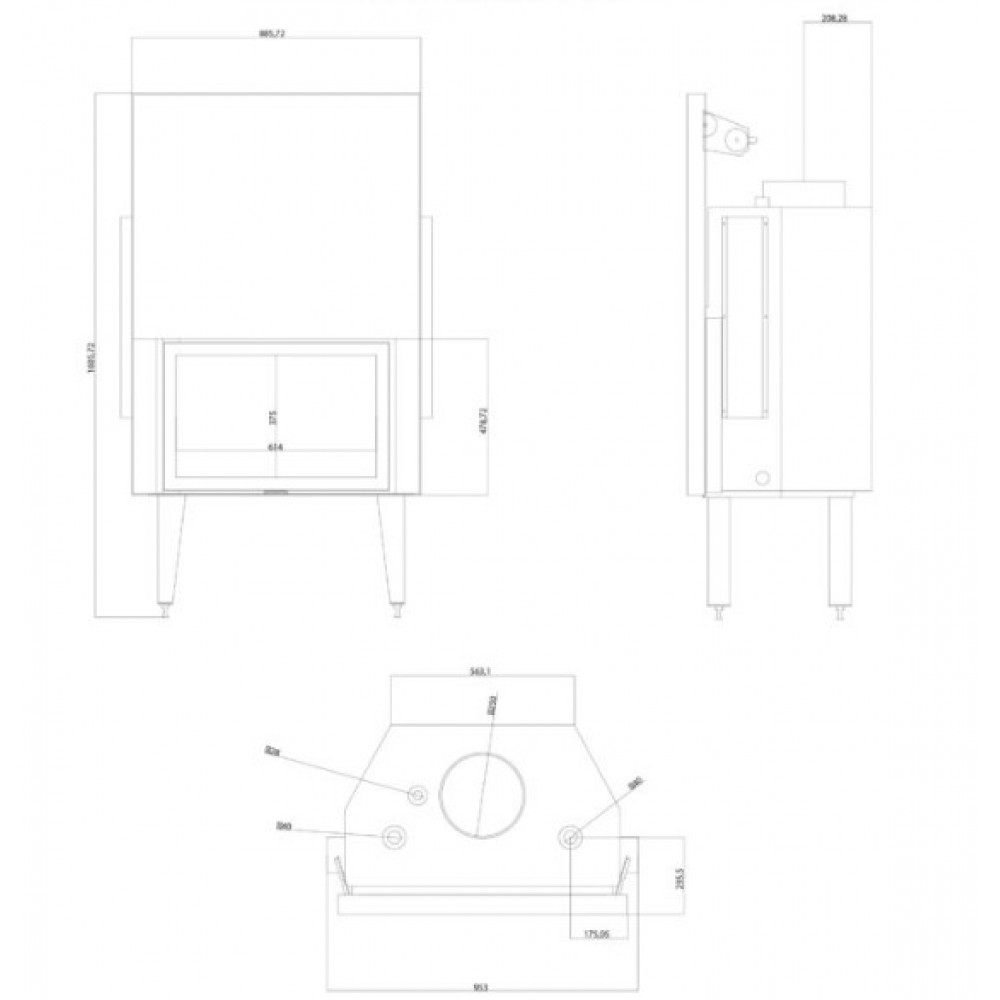 Kominek na drewno z płaszczem wodnym Balkan Energy ATS STRAIGHT HYDRO 800, 29.58kW | Wkłady Kominkowe | Kominki |