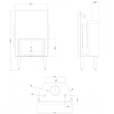 Kominek na drewno z płaszczem wodnym Velmora Fire ATS STRAIGHT HYDRO 800, 29.58kW - Velmora Fire