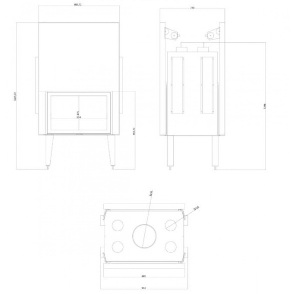 Wkład kominkowy na drewno Balkan Energy ATS TUNNEL AIR 800, z kanałami powietrznymi, 16.1kW | Nowoczesne kominki | Kominki |