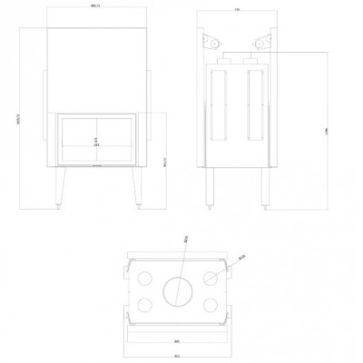 Wkład kominkowy na drewno Velmora Fire ATS TUNNEL AIR 800, z kanałami powietrznymi, 16.1kW - Porównanie produktów