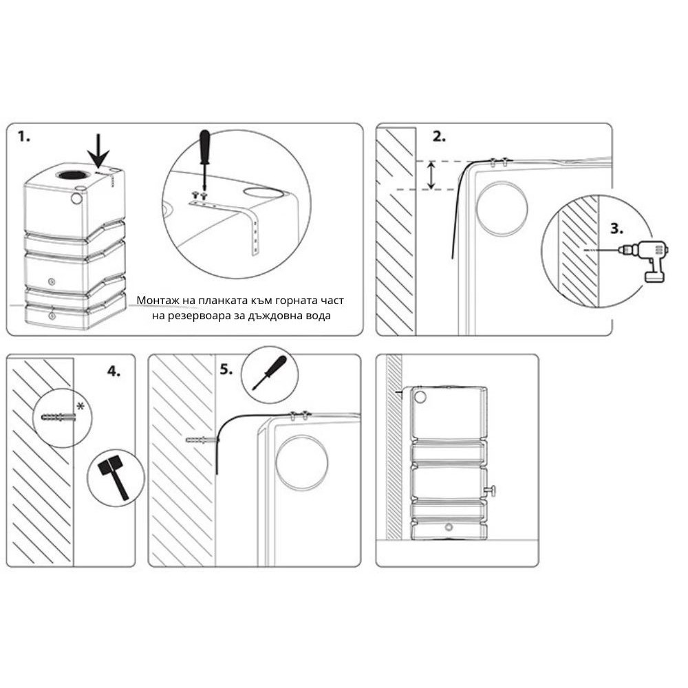 Zbiornik na wodę deszczową Prosperplast Arves Wall Stone, 400L, Szary | Zbiorniki na wodę deszczową |  |
