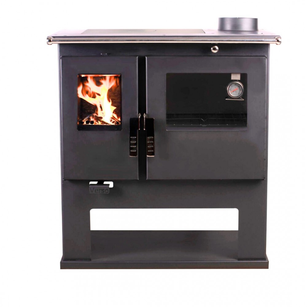 Kuchenka na drewno Verso CS Inox Prawa z piekarnikiem ze stali nierdzewnej, 7.7kW | Piece na drewno z piekarnikiem | Piece na drewno |