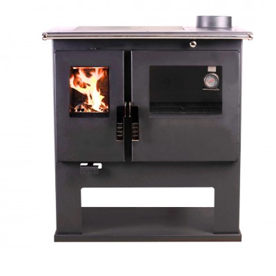 Kuchenka na drewno Verso CS Inox Prawa z piekarnikiem ze stali nierdzewnej, 7.7kW - Kuchenki na drewno