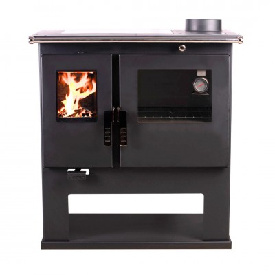 Kuchenka na drewno Verso CS Inox Ceramic Prawa z piekarnikiem ze stali nierdzewnej i płytą ceramiczną, 7.7kW - Kuchenki na drewno