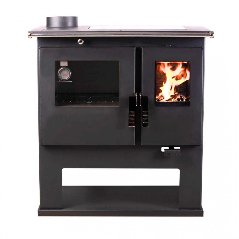Kuchenka na drewno Verso CS Inox Ceramic Lewa z piekarnikiem ze stali nierdzewnej i płytą ceramiczną, 7.7kW | Piece na drewno z piekarnikiem | Piece na drewno |