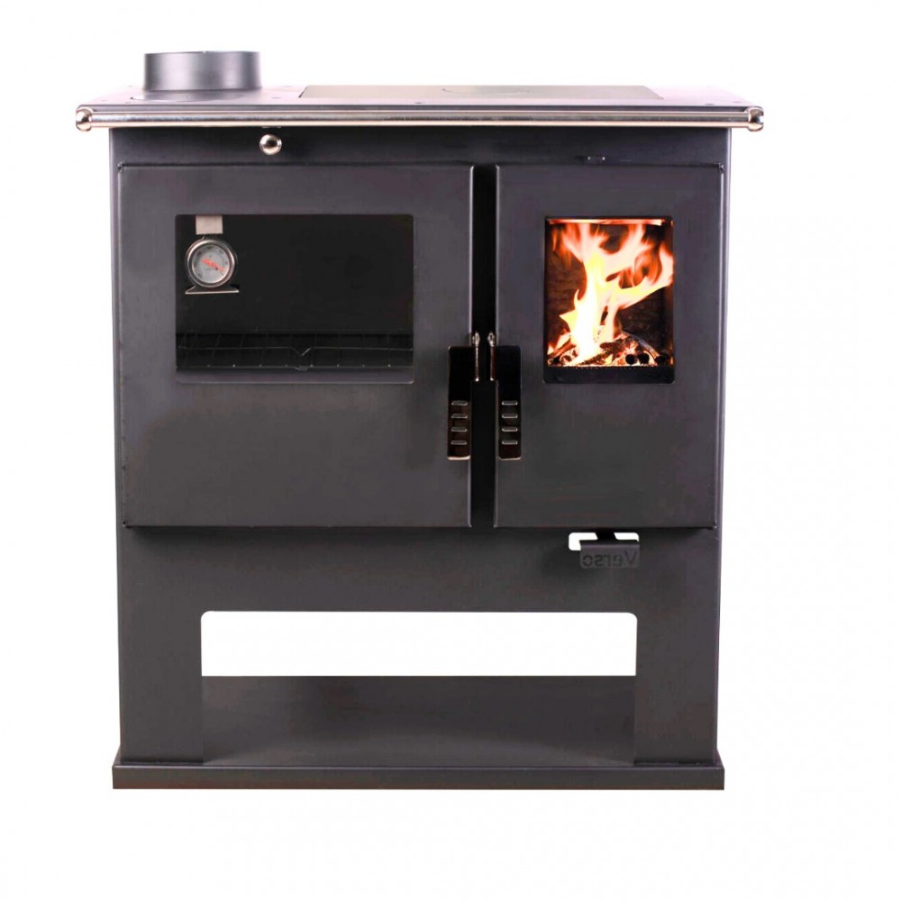 Kuchenka na drewno Verso CS Inox z piekarnikiem ze stali nierdzewnej, Lewa, 7.7kW | Piece na drewno z piekarnikiem | Piece na drewno |