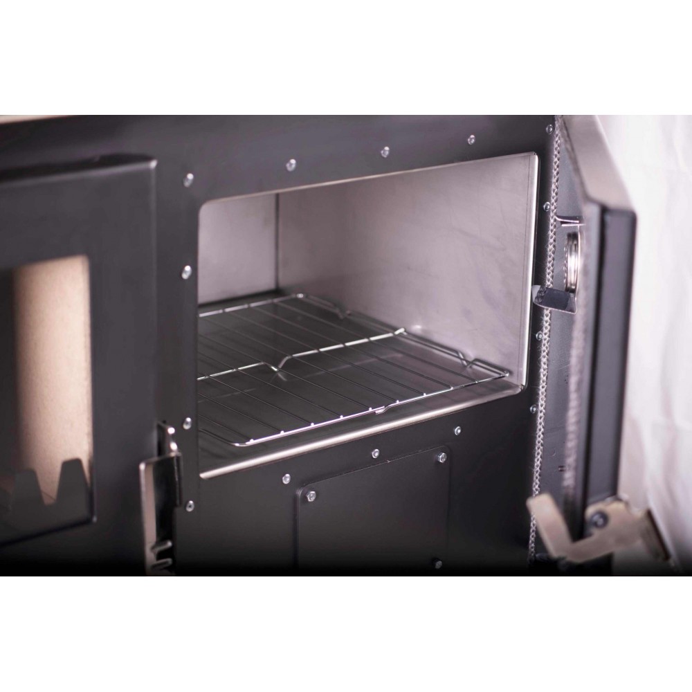 Kuchenka na drewno Verso CS Inox Ceramic Prawa z piekarnikiem ze stali nierdzewnej i płytą ceramiczną, 7.7kW | Piece na drewno z piekarnikiem | Piece na drewno |
