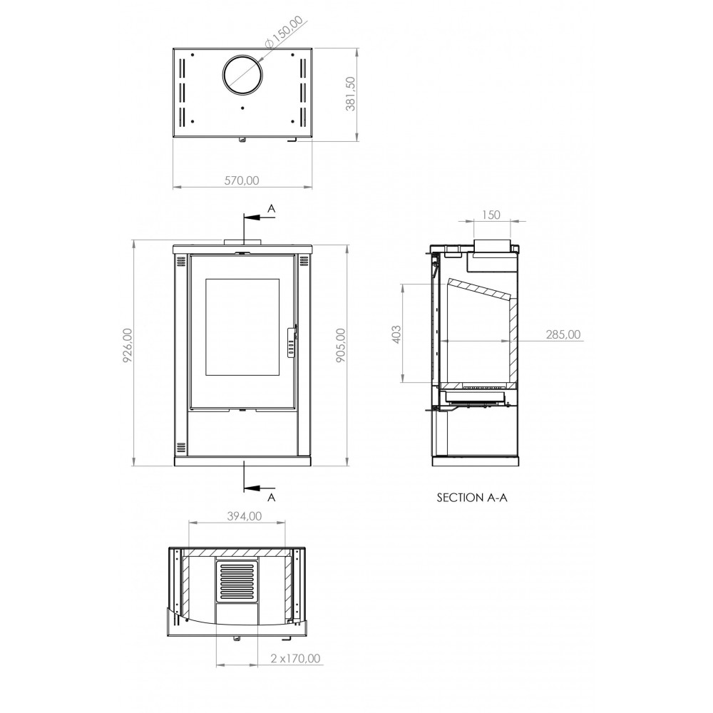 Piec na drewno Verso Lheia Bordeaux, 7.5 kW | Piece na drewno |  |