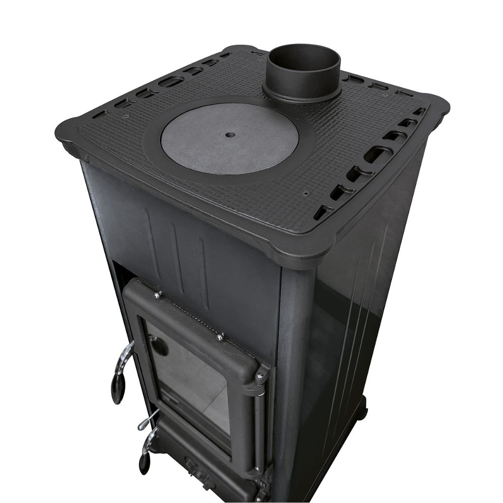 Włoski piec na drewno z płytą grzewczą La Nordica Emiliana, czarny, 6.5kW | Kuchenki na drewno |  |