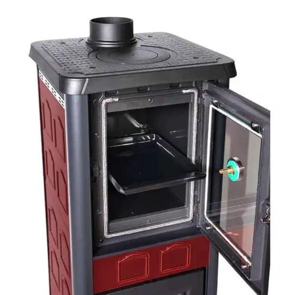 Włoski piec z piekarnikiem na drewno La Nordica Gemma Forno, czerwony, 7.3kW | Piece na drewno z piekarnikiem | Piece na drewno |