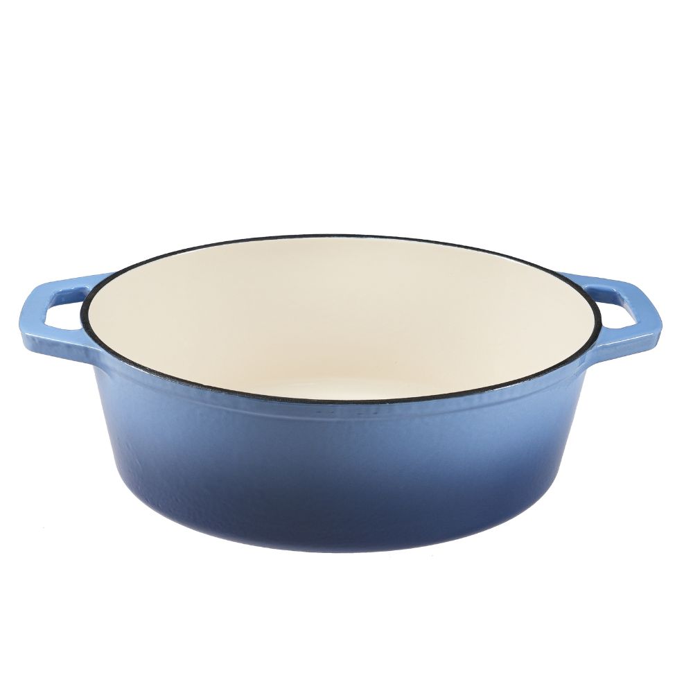 Garnek żeliwny emaliowany, Niebieski, owalny, 33x27см |  |  |