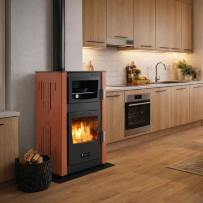 Piec na drewno z płaszczem wodnym i piekarnikiem Velmora Fire ATS HYDRO MASINA 90-25 terakota, 25kW - Porównanie produktów