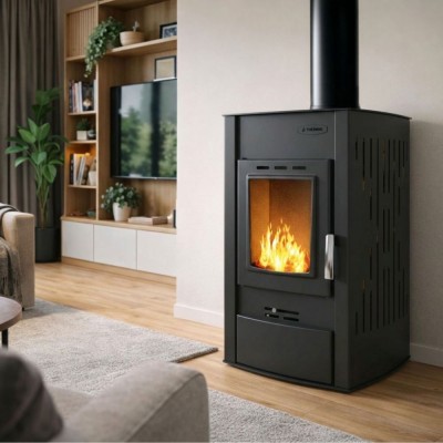 Piec na drewno z płaszczem wodnym Velmora Fire ATS HYDRO czarny, 25kW - Porównanie produktów