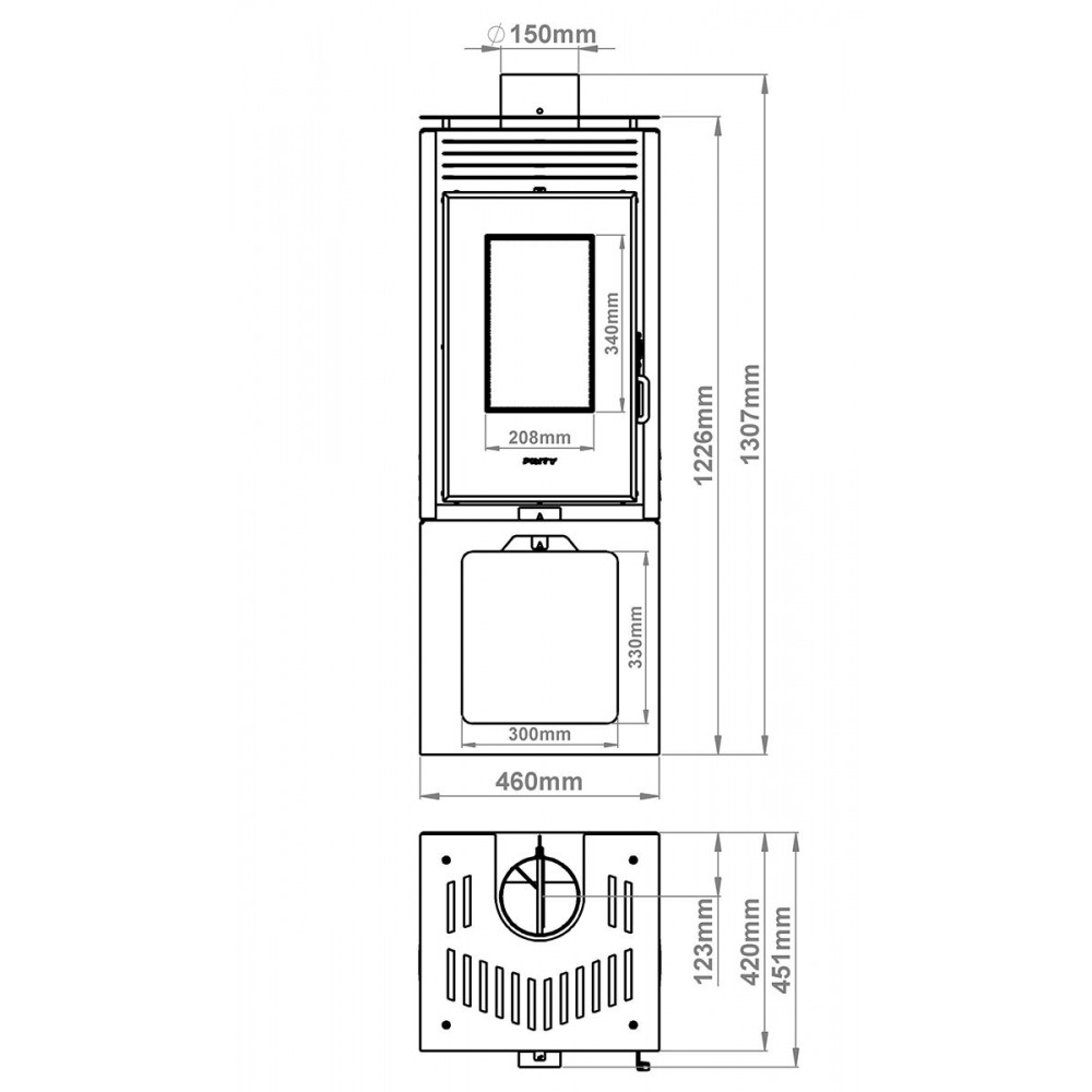 Piec na drewno Prity PMV3 Е, 10.8kW | Piece na drewno Prity | Prity |