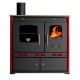 Kuchenka na drewno Prometey Perfect Eco Lux z lewym kominem, bordowy, 7.5kW |  |  |