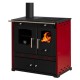 Kuchenka na drewno Prometey Perfect Eco Lux z lewym kominem, bordowy, 7.5kW |  |  |