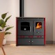 Kuchenka na drewno Prometey Perfect Eco Lux z lewym kominem, bordowy, 7.5kW |  |  |