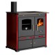 Kuchenka na drewno Prometey Perfect Eco Lux z lewym kominem, bordowy, 7.5kW |  |  |