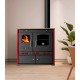 Kuchenka na drewno Prometey Perfect Eco Lux z prawym kominem, bordowy, 7.5kW |  |  |