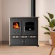 Kuchenka na drewno Prometey Perfect Eco Lux z prawym kominem, kość słoniowa, 7.5kW |  |  |