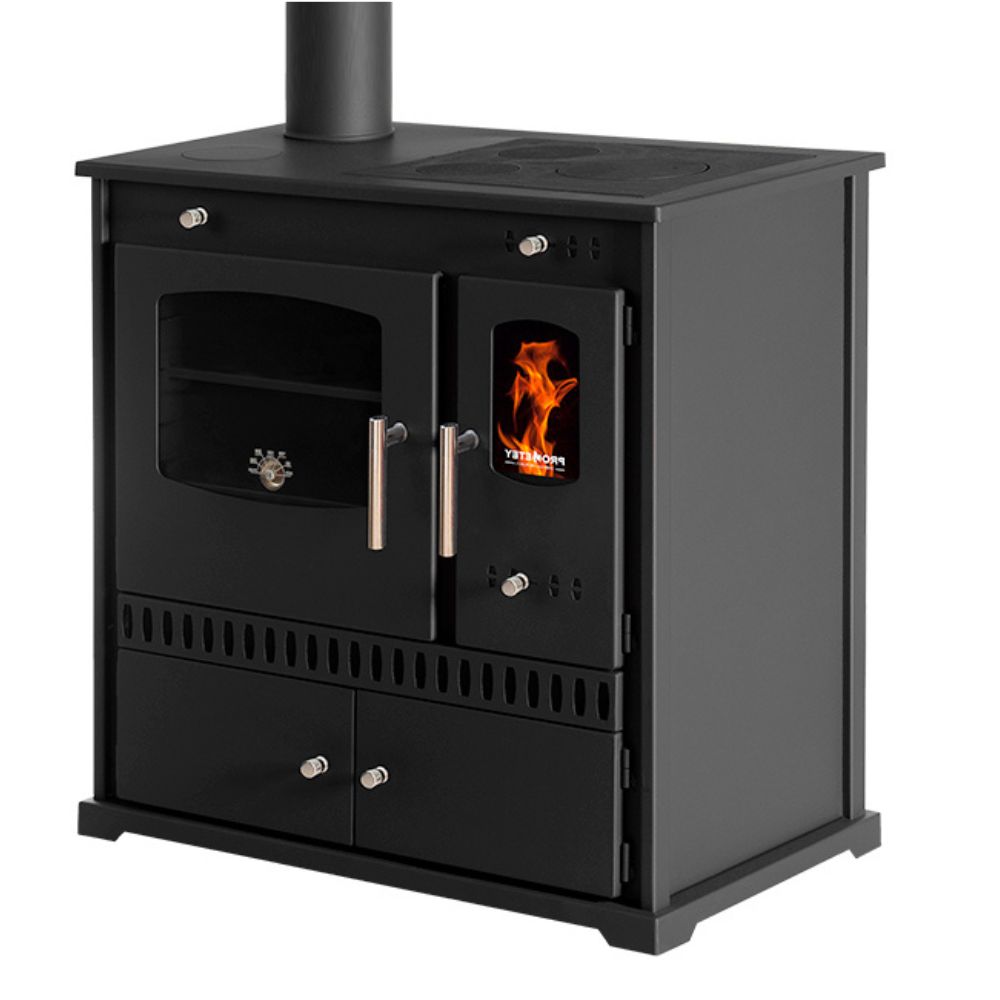 Kuchenka na drewno Prometey Perfect Eco z lewym kominem, 7kW |  |  |