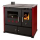 Kuchenka na drewno Prometey Perfect Practik Lux z lewym kominem, bordowy, 9.5kW |  |  |