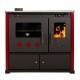 Kuchenka na drewno Prometey Perfect Practik Lux z płytą ceramiczną, lewy komin, bordowy, 9.5kW |  |  |